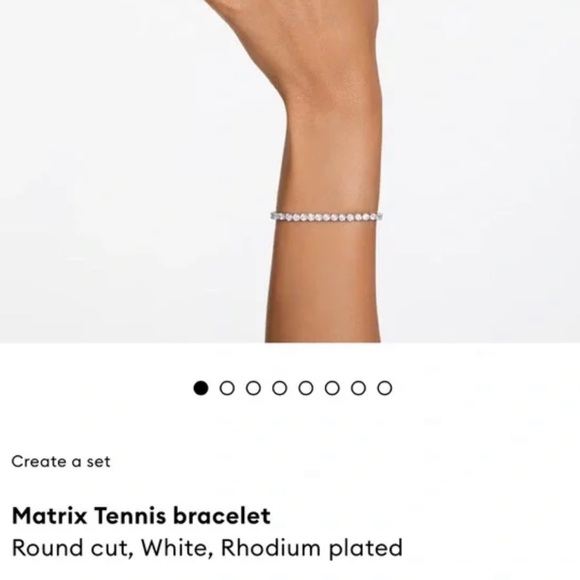 Swarovski Silver Matrix Tennis Bracelet Round Cut Rhodium Plated - Picture 5 of 5